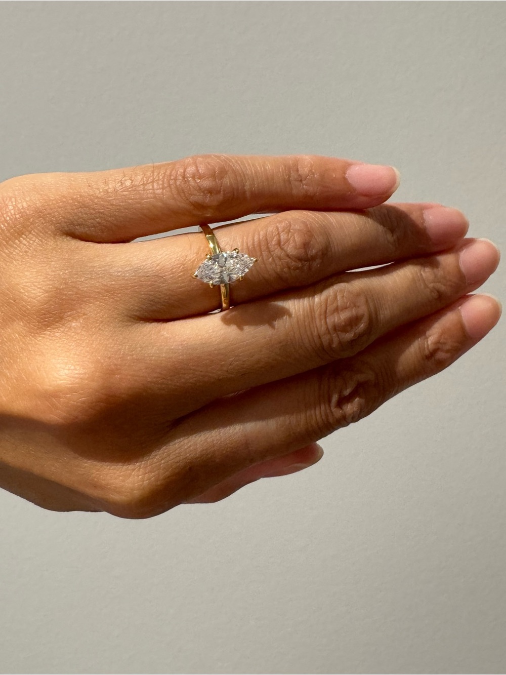 Marquise Ring Size 6 Sterling Silver Gold Plated